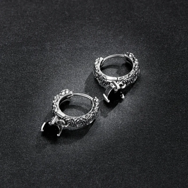 (imagine pentru) Cercei Pandora Style Night Rose Hoop - BSE535 - Vizualizare 5