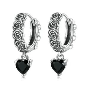 (imagine pentru) Cercei Pandora Style Night Rose Hoop - BSE535