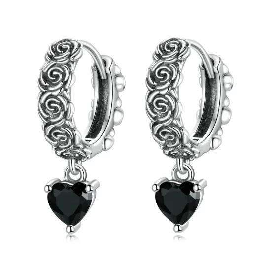 (imagine pentru) Cercei Pandora Style Night Rose Hoop - BSE535