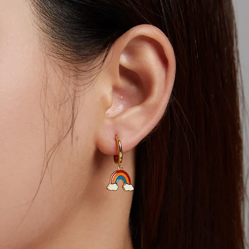 (imagine pentru) Cercei stil Pandora Pop Rainbow Hoop - SCE1238 - Vizualizare 5