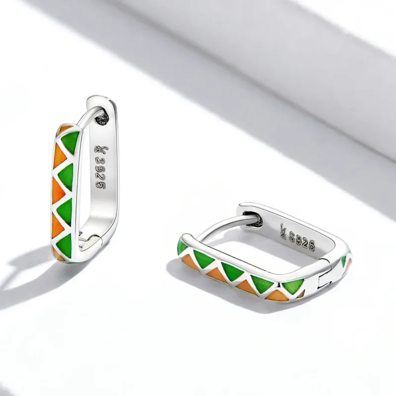 (imagine pentru) Cercei tip Pandora cu design simplu și contrast de culori - SCE1371-GN - Vizualizare 3