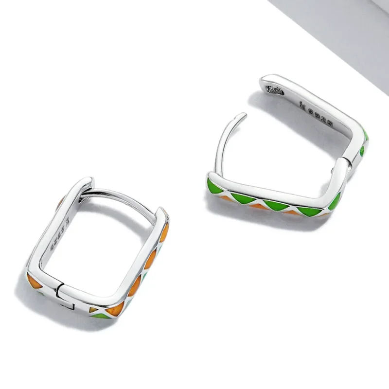 (imagine pentru) Cercei tip Pandora cu design simplu și contrast de culori - SCE1371-GN - Vizualizare 4