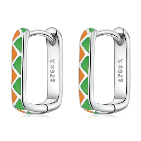 (imagine pentru) Cercei tip Pandora cu design simplu și contrast de culori - SCE1371-GN