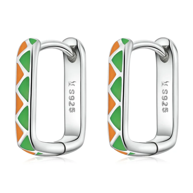 (imagine pentru) Cercei tip Pandora cu design simplu și contrast de culori - SCE1371-GN