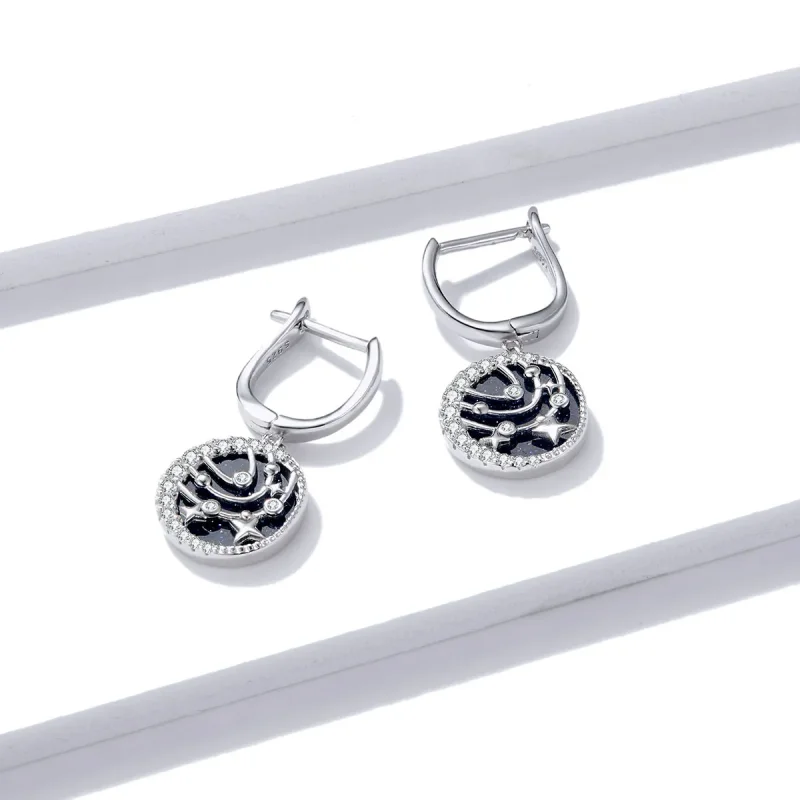 (imagine pentru) Pandora Style Brilliant Galaxy Hoop Earrings - BSE423 - Vizualizare 3