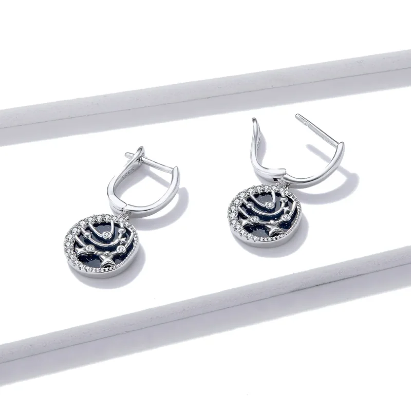 (imagine pentru) Pandora Style Brilliant Galaxy Hoop Earrings - BSE423 - Vizualizare 4