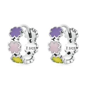 (imagine pentru) Pandora Style Colorful Clover Hoop Earrings - SCE1343