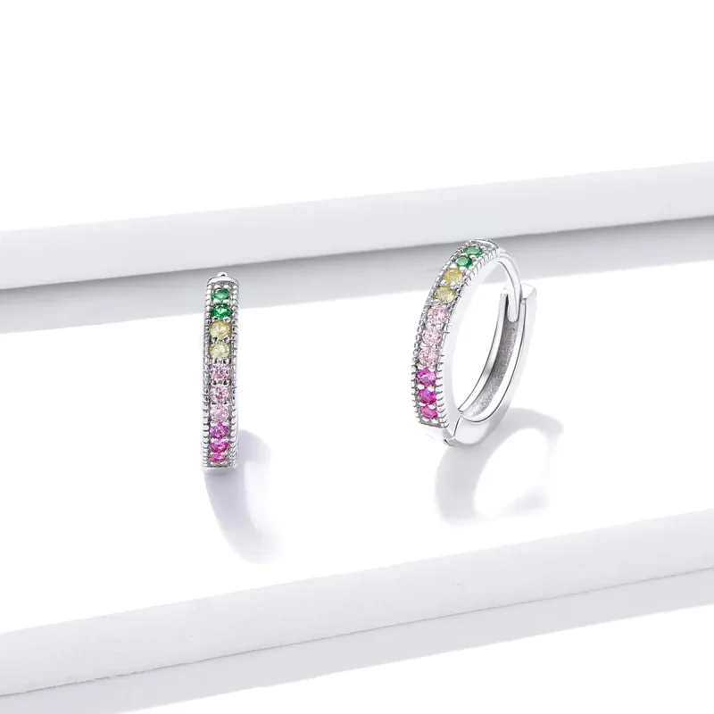 (imagine pentru) Pandora Style Colorful Hoop Earrings - BSE459 - Vizualizare 2