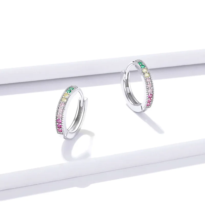 (imagine pentru) Pandora Style Colorful Hoop Earrings - BSE459 - Vizualizare 3