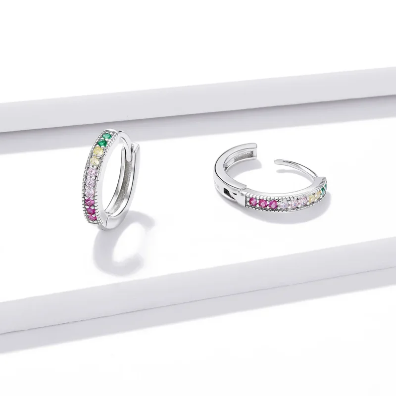 (imagine pentru) Pandora Style Colorful Hoop Earrings - BSE459 - Vizualizare 4