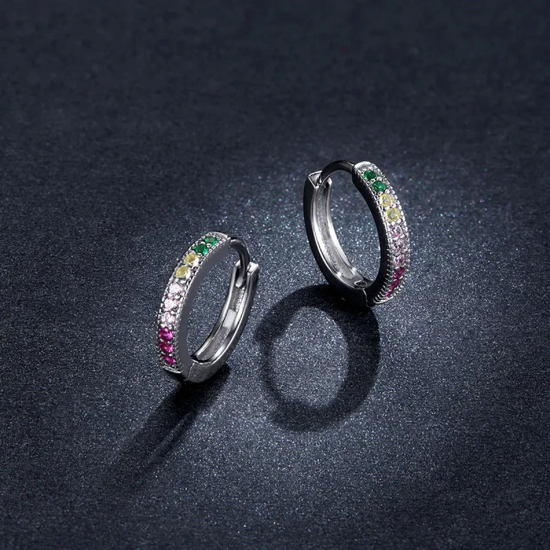 (imagine pentru) Pandora Style Colorful Hoop Earrings - BSE459 - Vizualizare 5