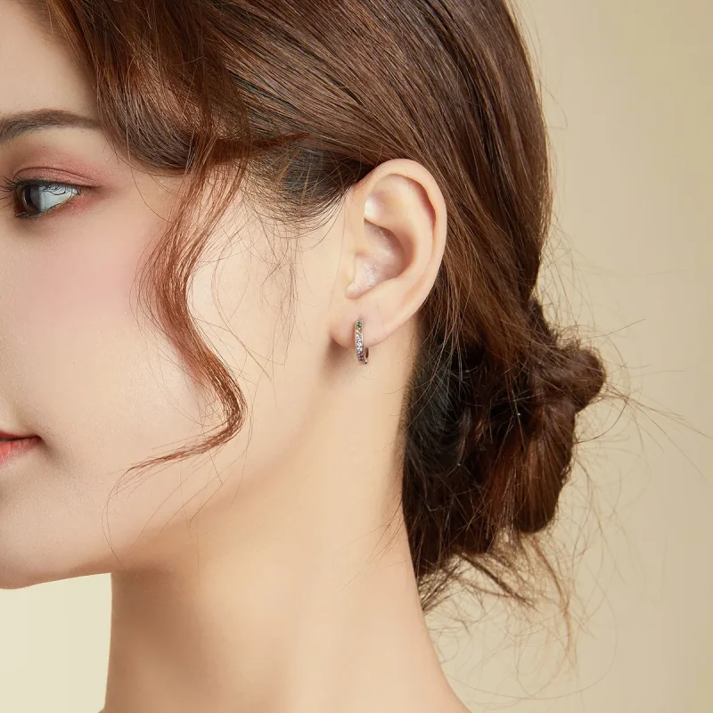 (imagine pentru) Pandora Style Colorful Hoop Earrings - BSE459 - Vizualizare 7