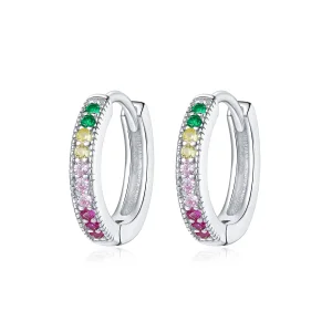 (imagine pentru) Pandora Style Colorful Hoop Earrings - BSE459