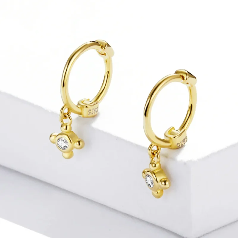(imagine pentru) Pandora Style Cross Hoop Earrings - SCE1253 - Vizualizare 2