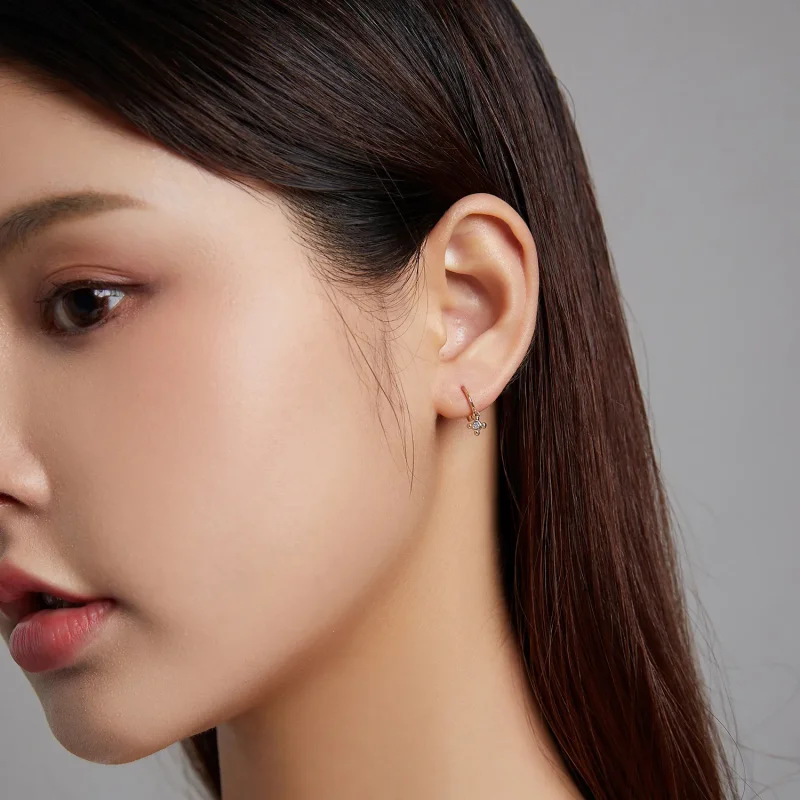 (imagine pentru) Pandora Style Cross Hoop Earrings - SCE1253 - Vizualizare 7