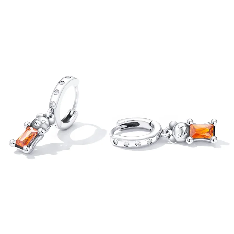 (imagine pentru) Pandora Style Cute Bear Hoop Earrings - SCE1399 - Vizualizare 2