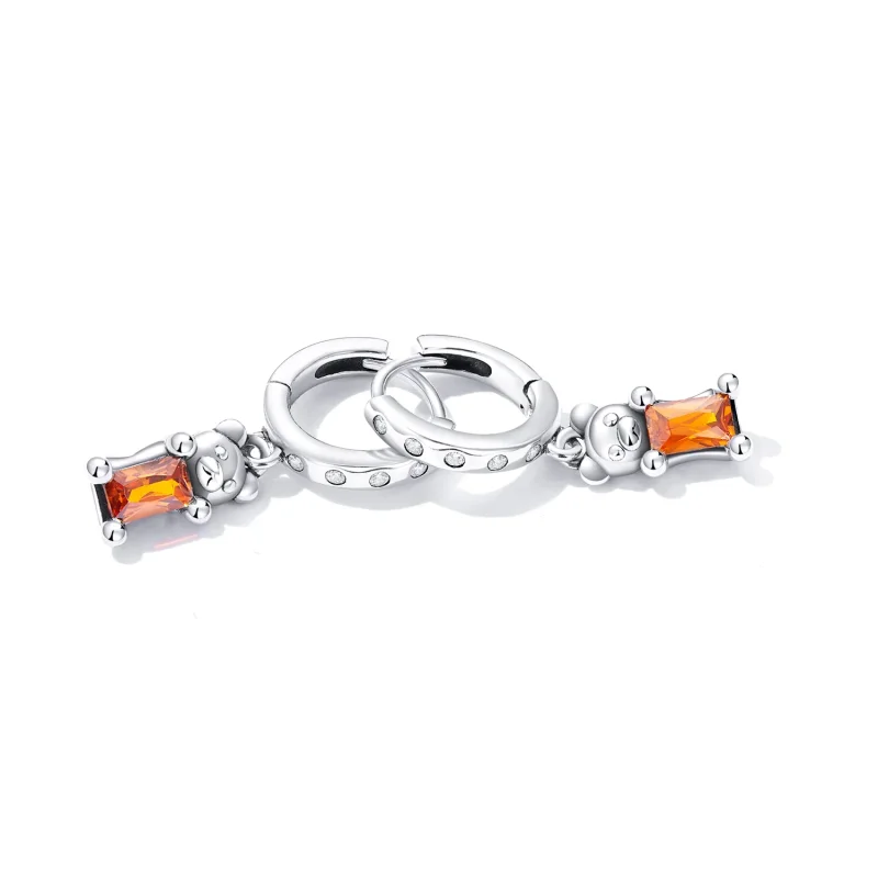 (imagine pentru) Pandora Style Cute Bear Hoop Earrings - SCE1399 - Vizualizare 3