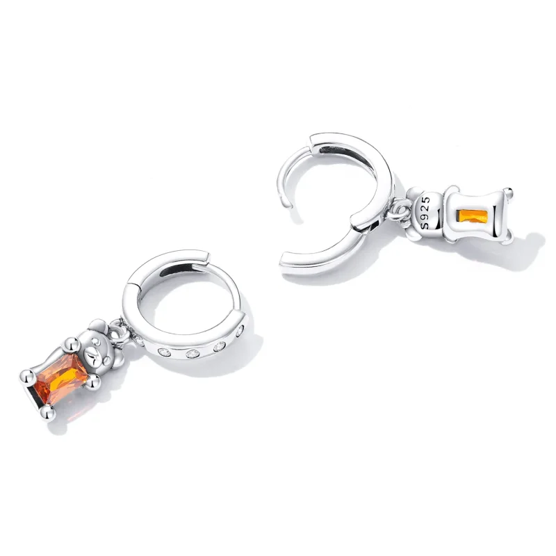 (imagine pentru) Pandora Style Cute Bear Hoop Earrings - SCE1399 - Vizualizare 4