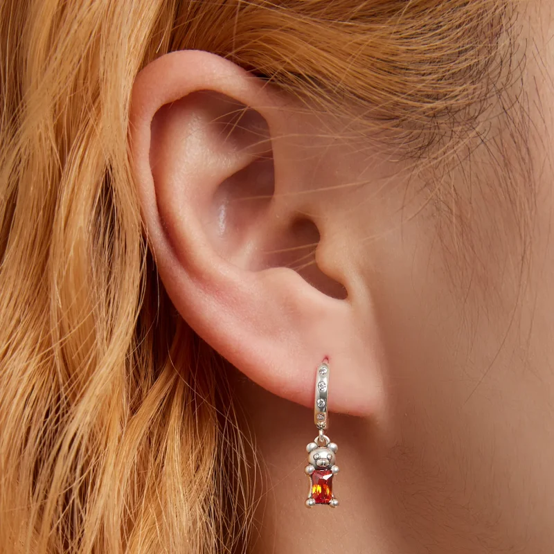(imagine pentru) Pandora Style Cute Bear Hoop Earrings - SCE1399 - Vizualizare 5
