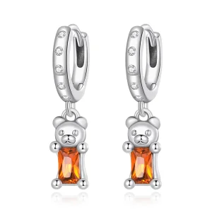 (imagine pentru) Pandora Style Cute Bear Hoop Earrings - SCE1399