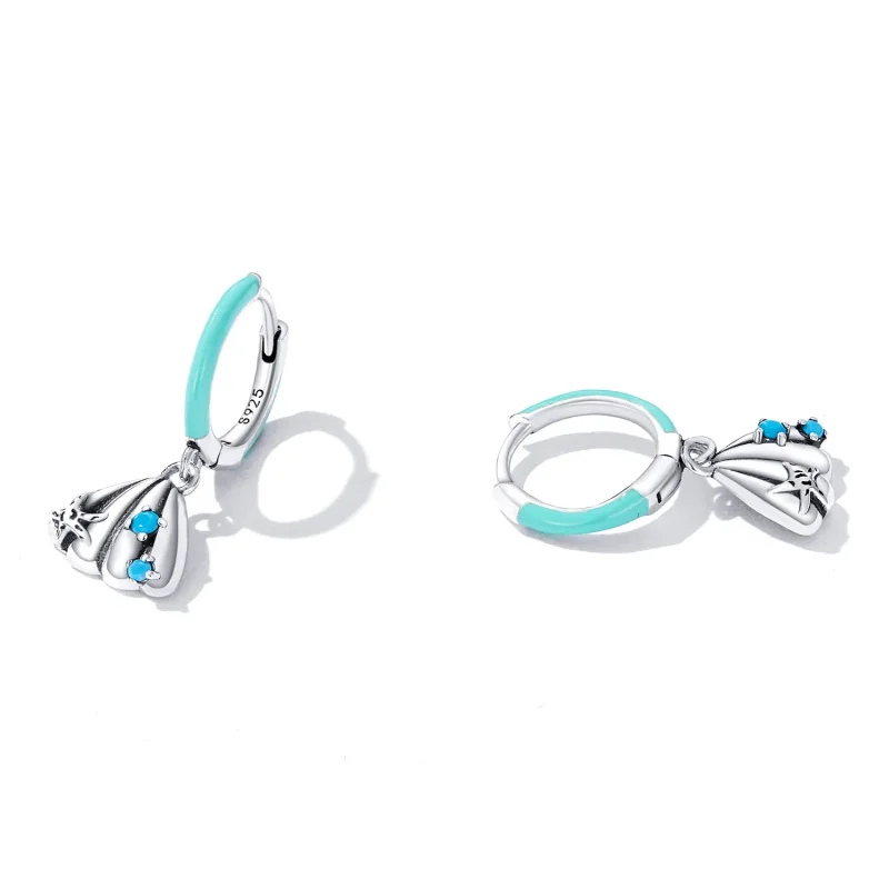 (imagine pentru) Pandora Style Delicate Shell Hoop Earrings - SCE1407 - Vizualizare 2
