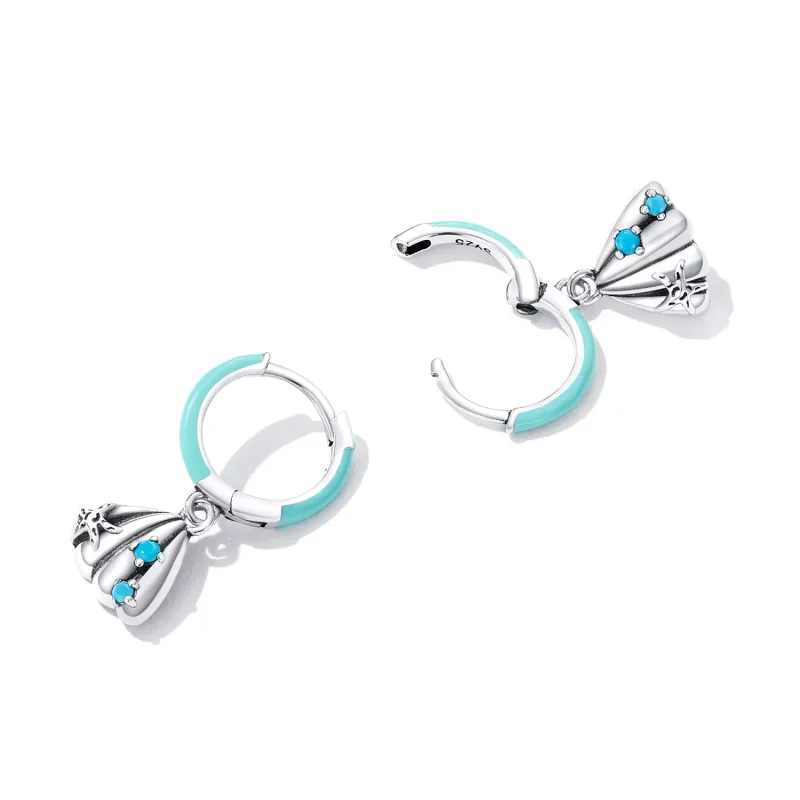(imagine pentru) Pandora Style Delicate Shell Hoop Earrings - SCE1407 - Vizualizare 4
