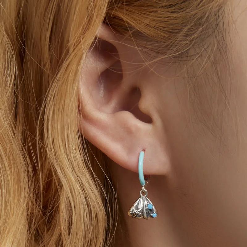 (imagine pentru) Pandora Style Delicate Shell Hoop Earrings - SCE1407 - Vizualizare 5