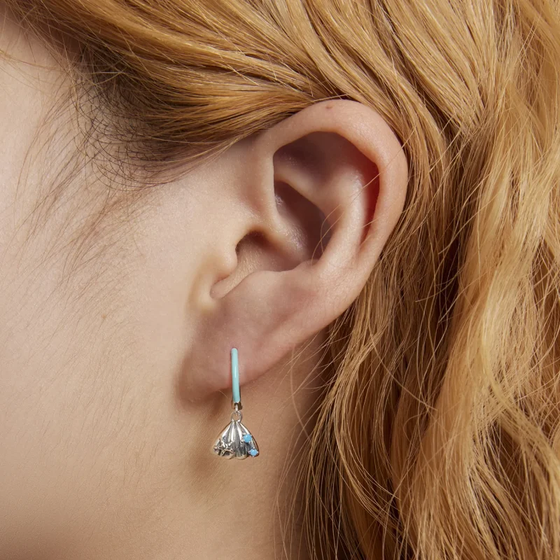 (imagine pentru) Pandora Style Delicate Shell Hoop Earrings - SCE1407 - Vizualizare 7