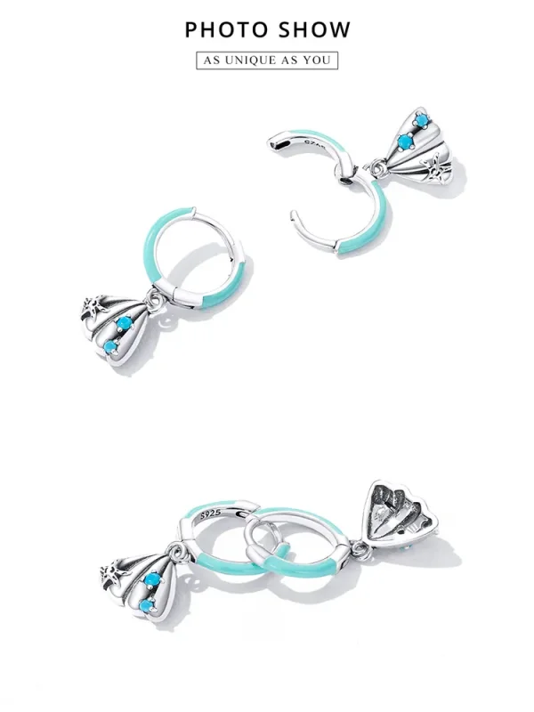 (imagine pentru) Pandora Style Delicate Shell Hoop Earrings - SCE1407 - Vizualizare 8