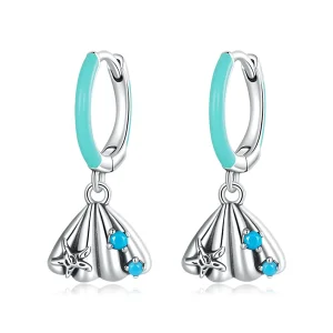 (imagine pentru) Pandora Style Delicate Shell Hoop Earrings - SCE1407