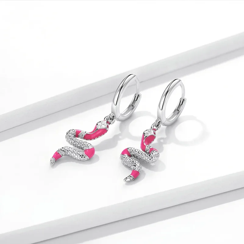 (imagine pentru) Pandora Style Delicate Spirit Serpent Hoop Earrings - BSE577 - Vizualizare 2