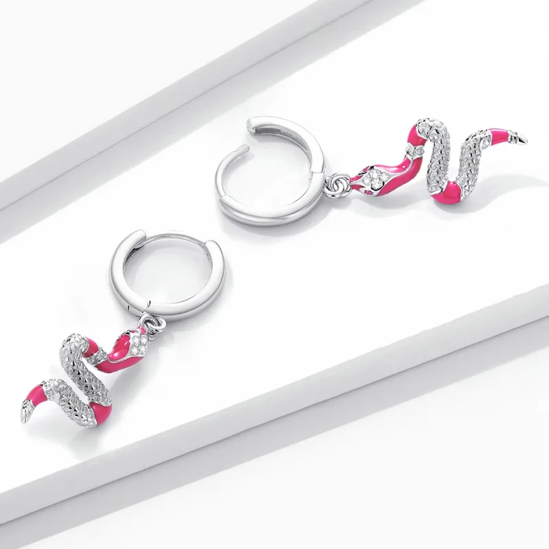 (imagine pentru) Pandora Style Delicate Spirit Serpent Hoop Earrings - BSE577 - Vizualizare 3