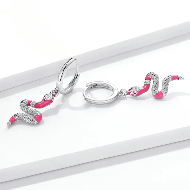 (imagine pentru) Pandora Style Delicate Spirit Serpent Hoop Earrings - BSE577 - Vizualizare 4