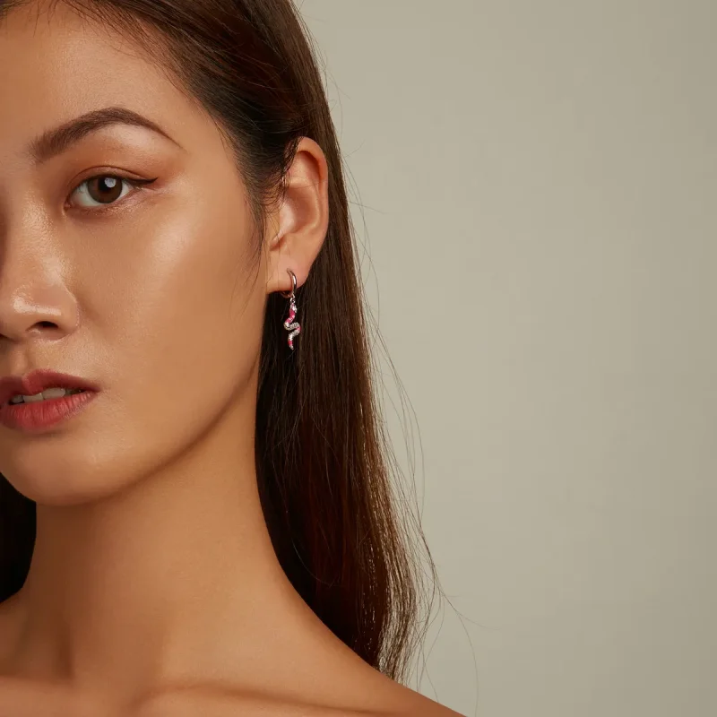 (imagine pentru) Pandora Style Delicate Spirit Serpent Hoop Earrings - BSE577 - Vizualizare 6
