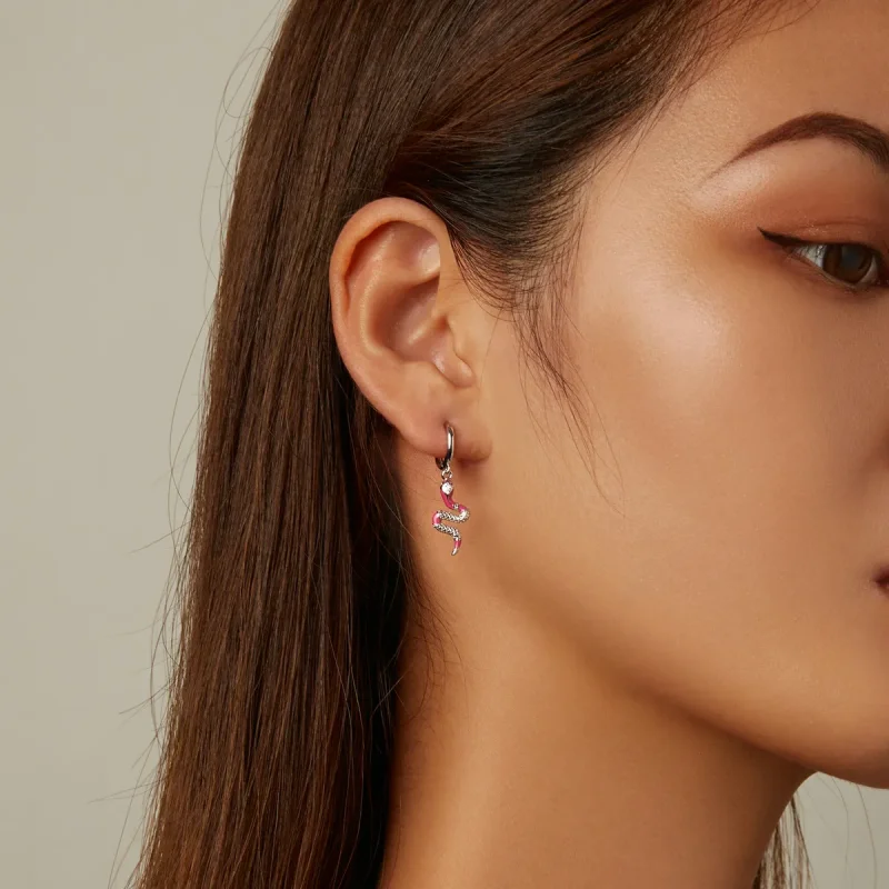(imagine pentru) Pandora Style Delicate Spirit Serpent Hoop Earrings - BSE577 - Vizualizare 7