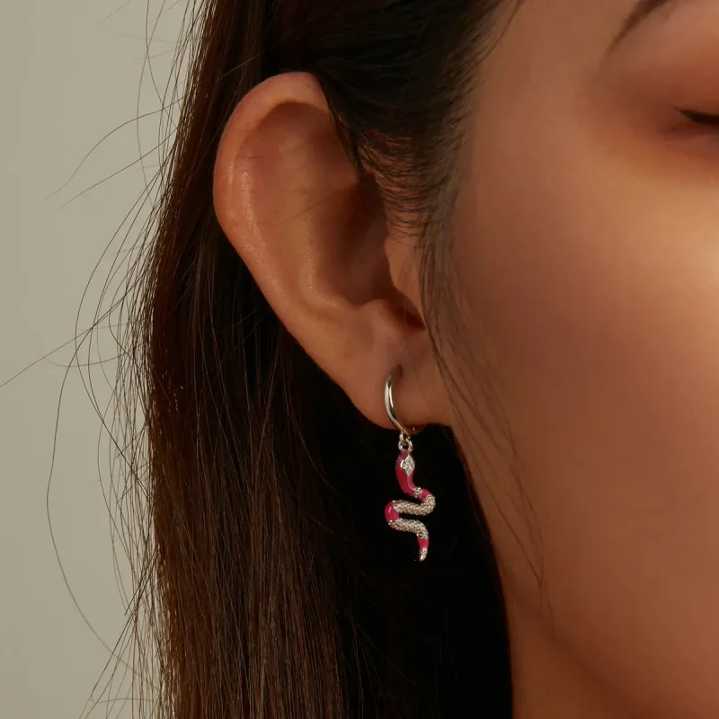 (imagine pentru) Pandora Style Delicate Spirit Serpent Hoop Earrings - BSE577 - Vizualizare 8