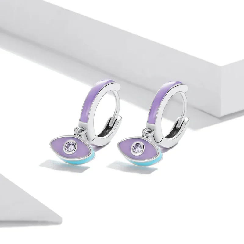 (imagine pentru) Pandora Style Devil Eye Hoop Earrings - SCE1369 - Vizualizare 2