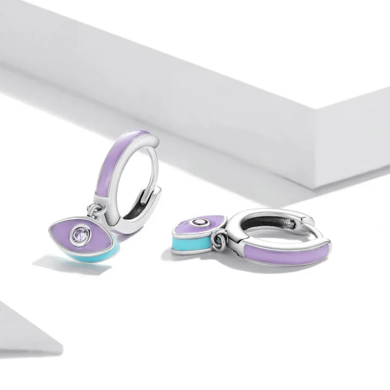 (imagine pentru) Pandora Style Devil Eye Hoop Earrings - SCE1369 - Vizualizare 3