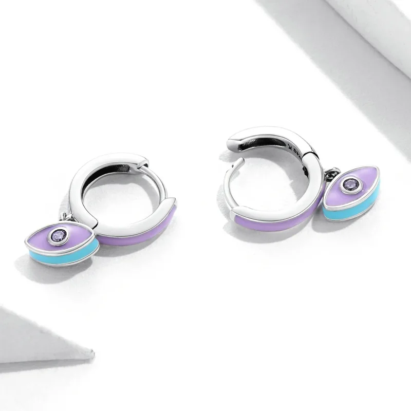 (imagine pentru) Pandora Style Devil Eye Hoop Earrings - SCE1369 - Vizualizare 4