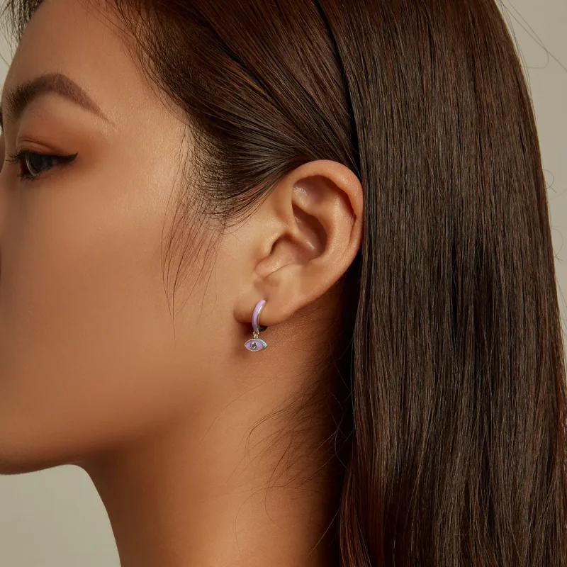 (imagine pentru) Pandora Style Devil Eye Hoop Earrings - SCE1369 - Vizualizare 5