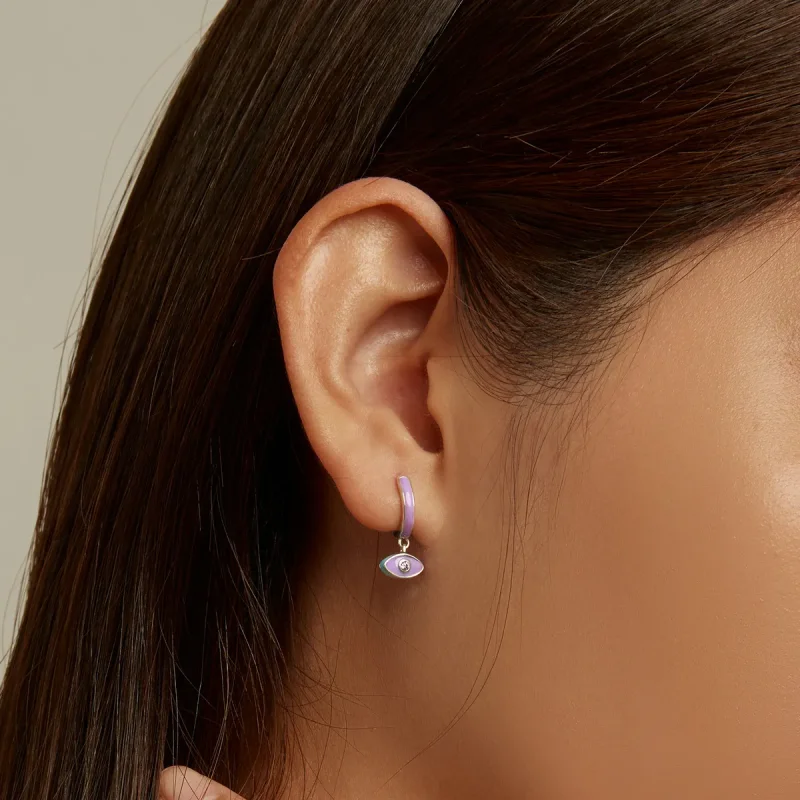 (imagine pentru) Pandora Style Devil Eye Hoop Earrings - SCE1369 - Vizualizare 6