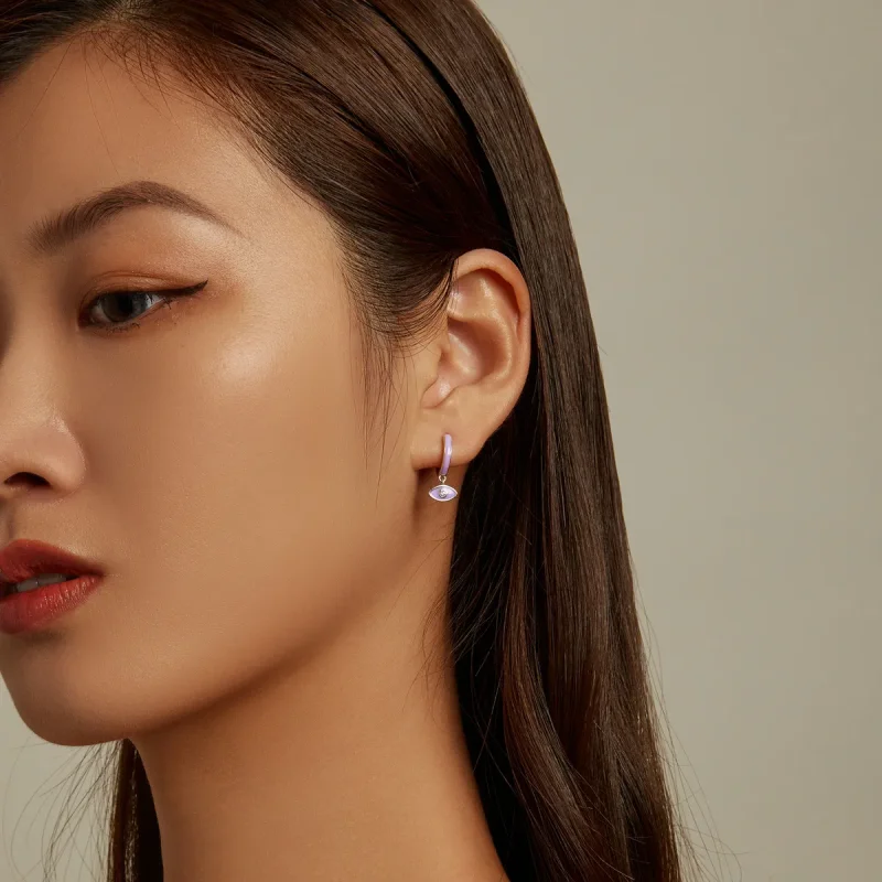 (imagine pentru) Pandora Style Devil Eye Hoop Earrings - SCE1369 - Vizualizare 7
