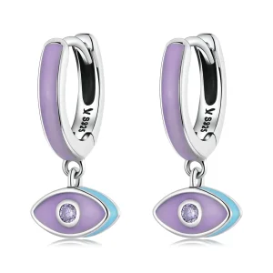 (imagine pentru) Pandora Style Devil Eye Hoop Earrings - SCE1369