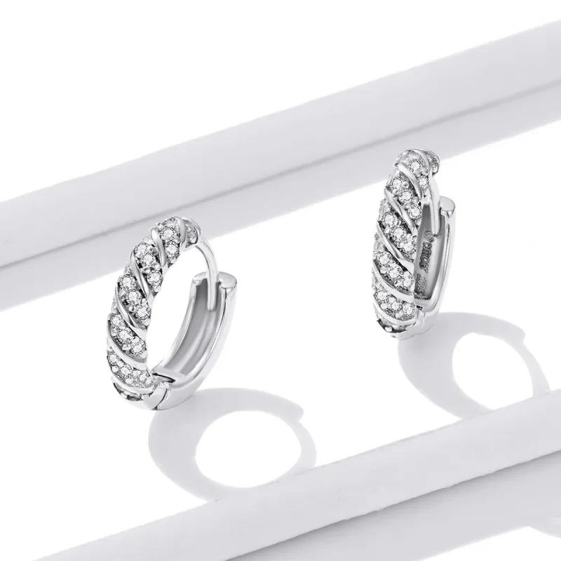(imagine pentru) Pandora Style Elegant Woman Hoop Earrings - BSE512 - Vizualizare 2