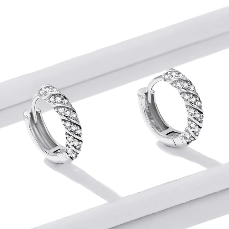 (imagine pentru) Pandora Style Elegant Woman Hoop Earrings - BSE512 - Vizualizare 3