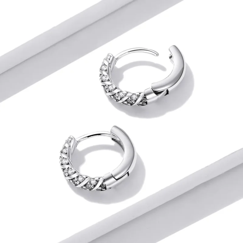 (imagine pentru) Pandora Style Elegant Woman Hoop Earrings - BSE512 - Vizualizare 4