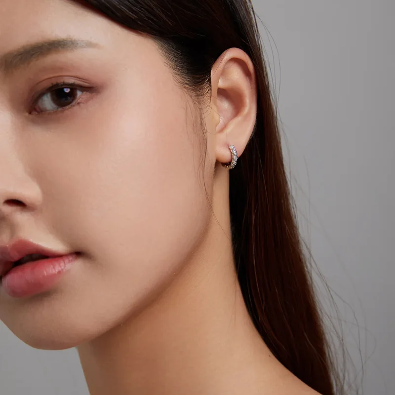 (imagine pentru) Pandora Style Elegant Woman Hoop Earrings - BSE512 - Vizualizare 8