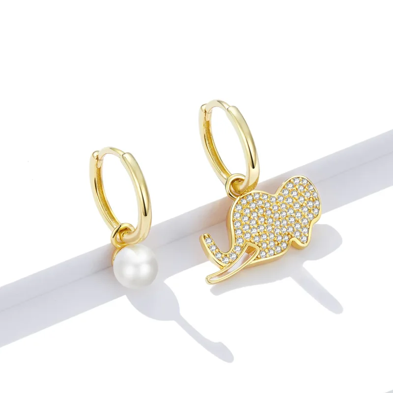 (imagine pentru) Pandora Style Elephant Hoop Earrings - BSE371 - Vizualizare 2