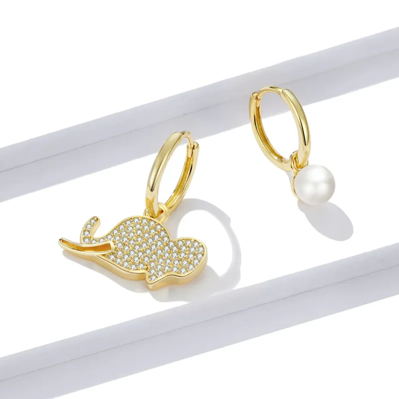 (imagine pentru) Pandora Style Elephant Hoop Earrings - BSE371 - Vizualizare 3