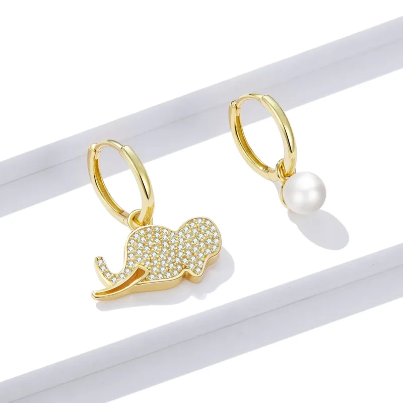 (imagine pentru) Pandora Style Elephant Hoop Earrings - BSE371 - Vizualizare 4